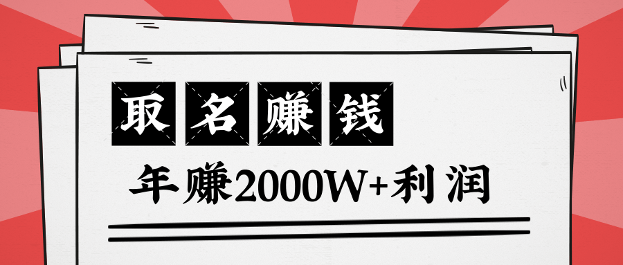 王通：不要小瞧任何一个小领域，取名技能也能快速赚钱，年赚2000W+利润-摸金项目网