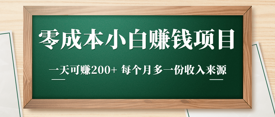零成本小白赚钱实操项目，一天可赚200+ 每个月多一份收入来源-摸金项目网