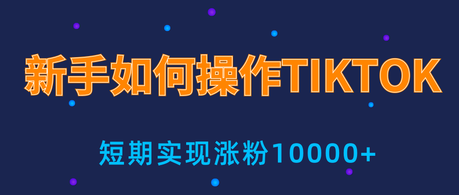 新手小白操作TIKTOK，3天从0到10000粉丝撸美金实战分享-摸金项目网