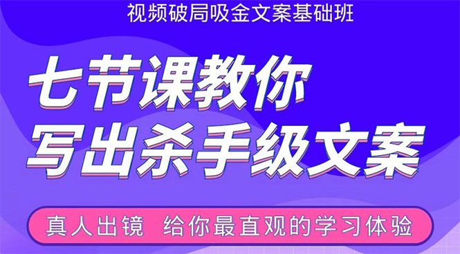 张根视频破局吸金文案班：节节课教你写出杀手级文案(附67页文案训练手册)-摸金项目网