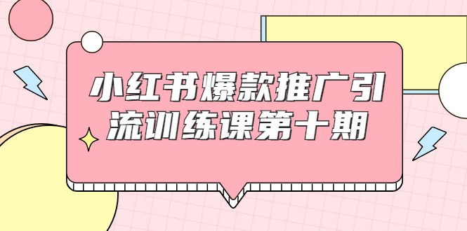 小红书爆款推广引流训练课第十期，手把手带你玩转小红书，轻松月入过万-摸金项目网