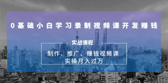 0基础小白学习录制视频课开发赚钱：制作、推广、赚钱视频课 实操月入过万-摸金项目网