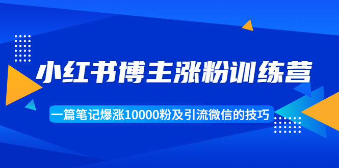 小红书博主涨粉训练营：一篇笔记爆涨10000粉及引流微信的技巧-摸金项目网