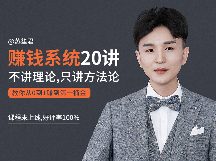 苏笙君的赚钱系统20课 教你从0到1赚到你的第一桶金（不讲理论，只讲方法论）-摸金项目网