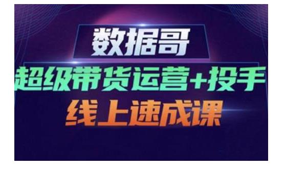 数据哥·超级带货运营+投手线上速成课，快速提升运营和熟悉学会投手技巧-摸金项目网
