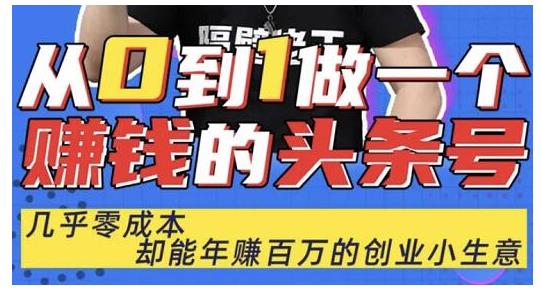 佬王·从0到1做一个赚钱的头条号，几乎零成本，却能年赚百万的创业项目-摸金项目网