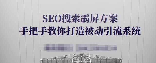 SEO搜索霸屏方案，手把手教你打造被动引流系统【视频课程】-摸金项目网