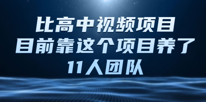 比高中视频项目，目前靠这个项目养了11人团队【视频课程】-摸金项目网
