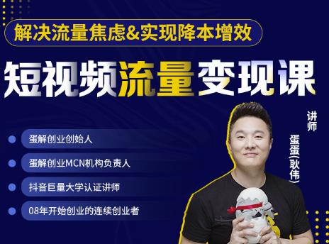蛋解创业·短视频流量变现课，帮助你通过短视频增加线下收益，打造网红门店-摸金项目网
