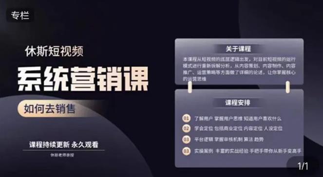 休斯短视频系统运营大课，你掌握核心的运营思维 价值7800元-摸金项目网