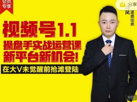 逐鹿视频号1.1操盘手实战运营课新平台新机会，打造私域流量阵地!-摸金项目网