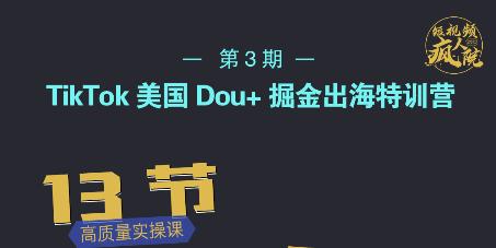 TikTok美国Dou+掘金出海特训营，美国dou+成功投放95%-摸金项目网