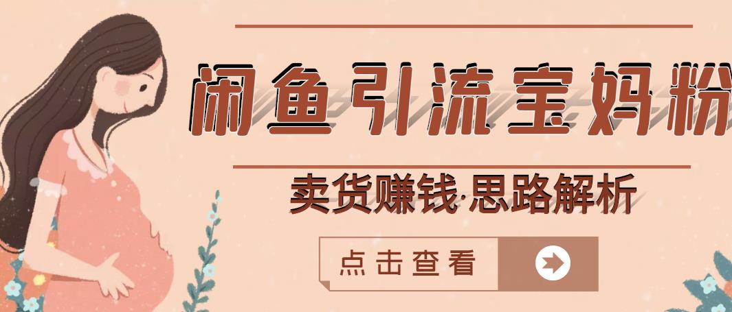 闲鱼引流宝妈粉+卖货赚钱一个月收益30000+（实操视频教程）-摸金项目网