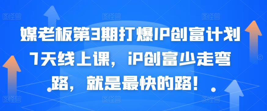 媒老板第3期打爆IP创富计划7天线上课，iP创富少走弯路，就是最快的路！-摸金项目网