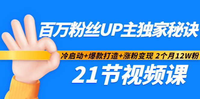 百万粉丝UP主独家秘诀：冷启动+爆款打造+涨粉变现2个月12W粉（21节视频课)-摸金项目网
