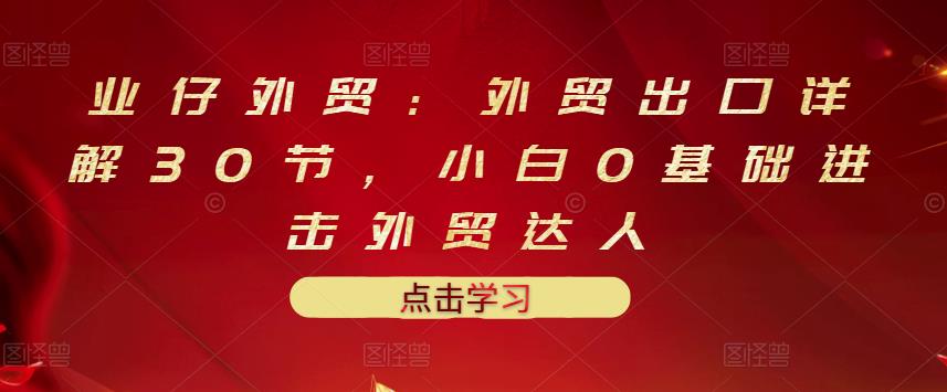 业仔外贸：外贸出口详解30节，小白0基础进击外贸达人 价值666元-摸金项目网