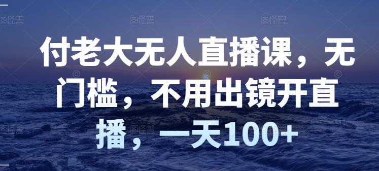 付老大无人直播课，无门槛，不用出镜开直播，一天100+-摸金项目网