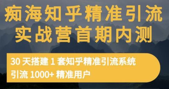 痴海知乎精准引流实战营1-2期，30天搭建1套知乎精准引流系统，引流1000+精准用户-摸金项目网