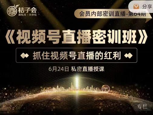 桔子会《视频号直播密训班》，抓住视频号直播的红利 价值12800-摸金项目网