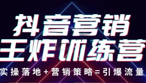 抖音营销王炸训练营，实操落地+营销策略=引爆流量（价值8960元）-摸金项目网