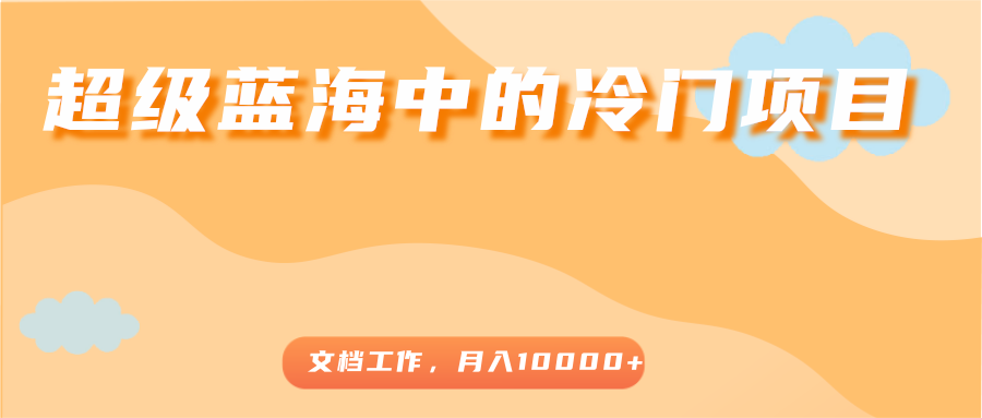 超级蓝海中的冷门项目，文档工作，好玩又赚钱，月入10000+-摸金项目网