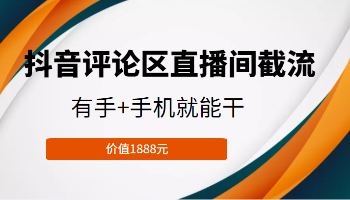 抖音评论区直播间截流，有手+手机就能干，门槛极低，模式可大量复制（价值1888元）-摸金项目网