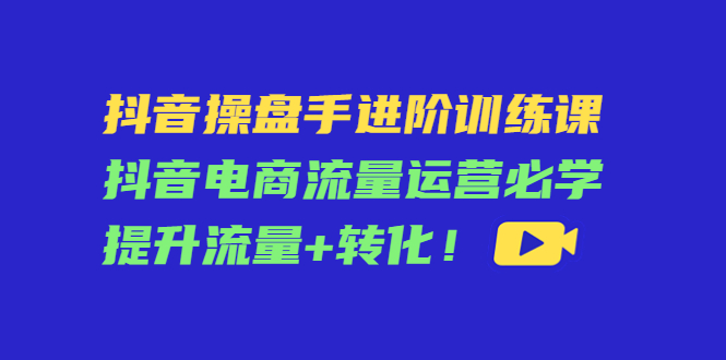 抖音操盘手进阶训练课：抖音电商流量运营必学，提升流量+转化-摸金项目网