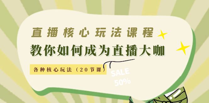 直播核心玩法：教你如何成为直播大咖，各种核心玩法（20节课）-摸金项目网