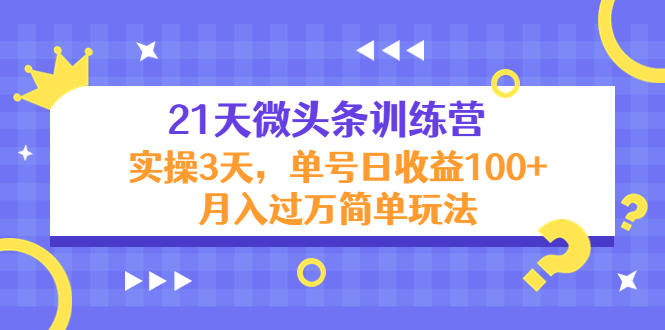 21天微头条训练营，实操3天，单号日收益100+月入过万简单玩法-摸金项目网