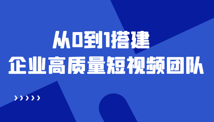 老板必学12节课，教你从0到1搭建企业高质量短视频团队，解决你的搭建难题-摸金项目网