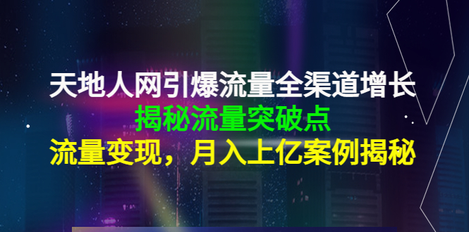天地人网引爆流量全渠道增长：揭秘流量突然破点，流量变现，月入上亿案例-摸金项目网