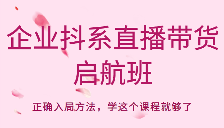 企业抖系直播带货启航班，正确入局方法，学这个课程就够了-摸金项目网