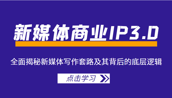 新媒体商业IP3.0，全面揭秘新媒体写作套路及其背后的底层逻辑（价值1299元）-摸金项目网