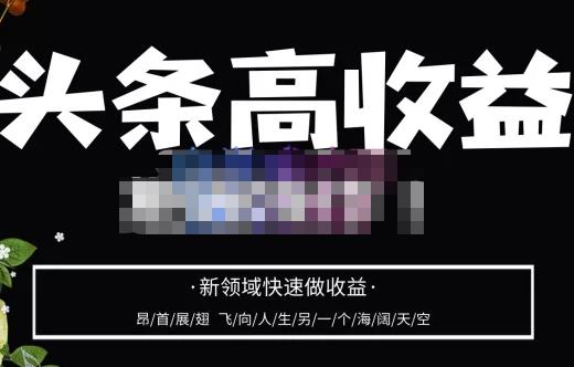 头条高收益批量操作，2023新领域快速做收益，头条号零基础轻松上手-摸金项目网