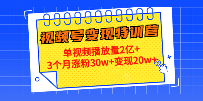 21天视频号变现特训营：单视频播放量2亿+3个月涨粉30w+变现20w+（第14期）-摸金项目网