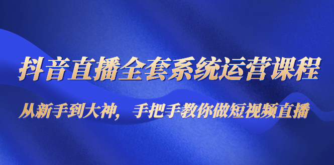 抖音直播全套系统运营课程：从新手到大神，手把手教你做直播短视频-摸金项目网
