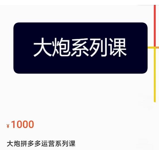 大炮拼多多运营系列课，各类​玩法合集，拼多多运营玩法实操-摸金项目网