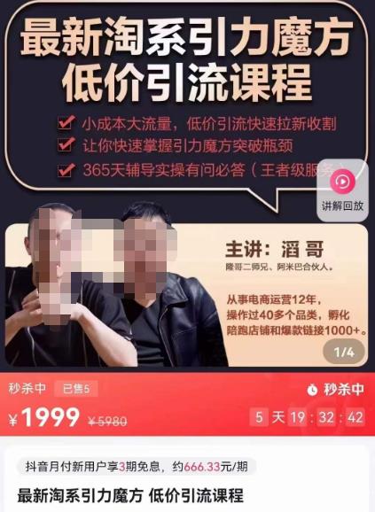 最新淘系引力魔方低价引流课程，小成本大流量，低价引流快速拉新收割-摸金项目网