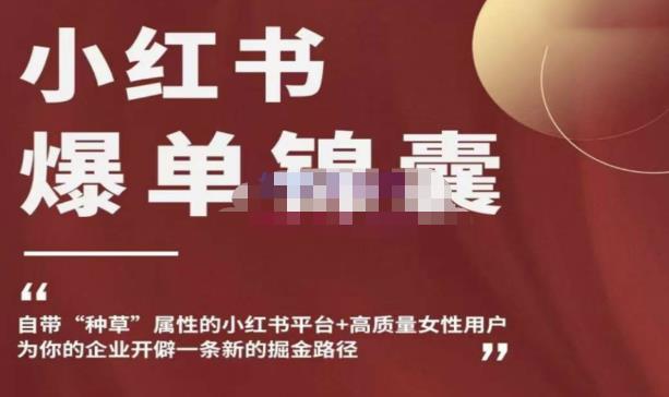 小红书爆单锦囊，自带种草属性+高质量女性用户，为你的企业开辟一条新的掘金路径-摸金项目网