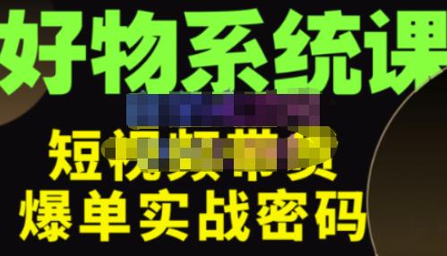 大嘴·好物短视频带货解析，学完你将懂的短视频带货底层逻辑，做出能表现的短视频-摸金项目网