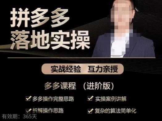 拼多多实战篇·落地实操：多多操作完整思路+实操案例讲解+拆解操作思路+复杂的算法简单化-摸金项目网