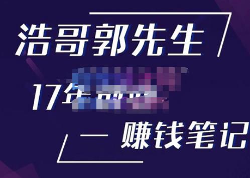 浩哥郭先生17年创业赚米笔记，打开你对很多东西的认知，让你知道原来赚钱或创业不单单是发力就行-摸金项目网
