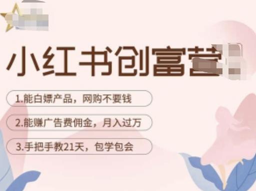 小红书创富营-教小红书带货，陪跑21天，教你赚广告费佣金，月入过万-摸金项目网