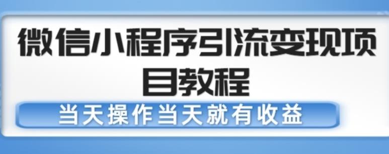 微信小程序引流变现项目教程，当天操作当天就有收益，变现不再是难事-摸金项目网