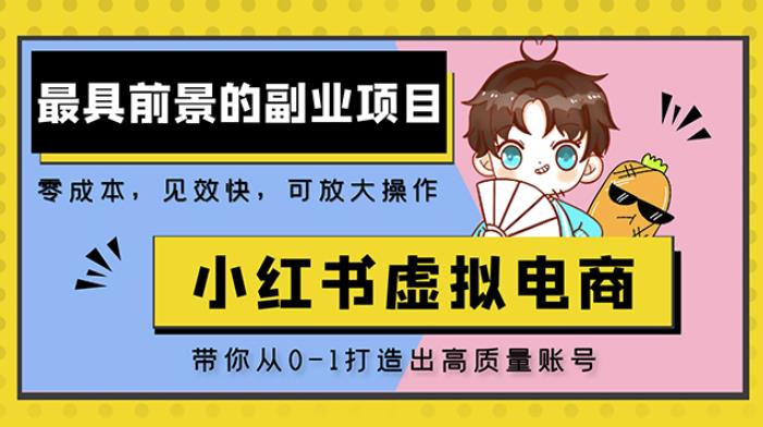 小红书蓝海大市场虚拟电商项目，手把手带你打造出日赚2000+高质量红薯账号-摸金项目网