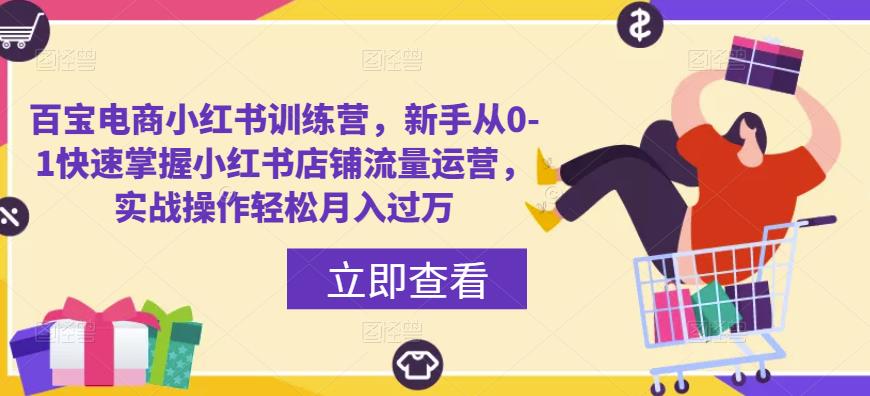 百宝电商小红书训练营，新手从0-1快速掌握小红书店铺流量运营，实战操作轻松月入过万-摸金项目网