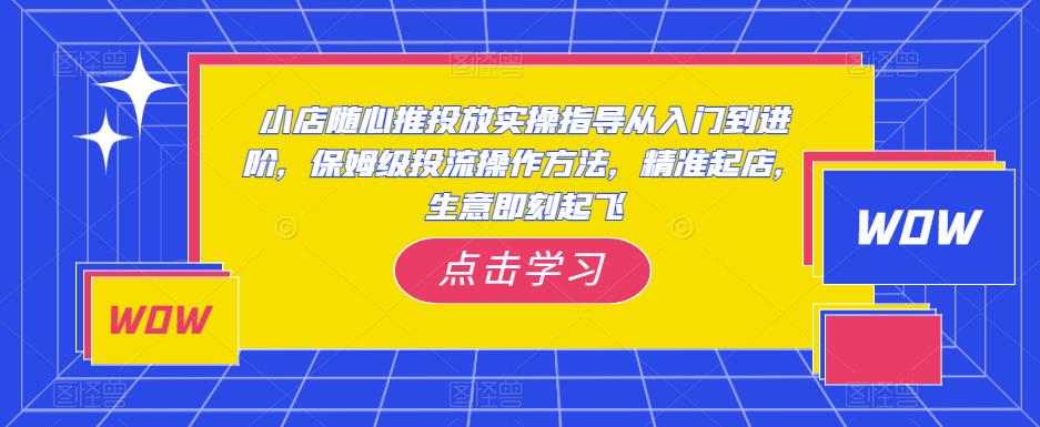 小店随心推投放实操指导从入门到进阶，保姆级投流操作方法，精准起店，生意即刻起飞-摸金项目网