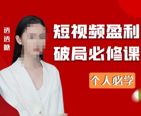 2023最新透透糖短视频盈利破局必修课——个人必学-摸金项目网