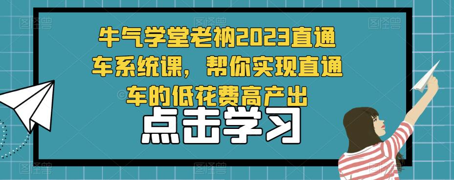 牛气学堂老衲2023直通车系统课，帮你实现直通车的低花费高产出-摸金项目网