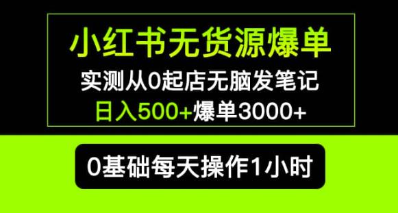 小红书无货源爆单实测从0起店无脑发笔记爆单3000+长期项目可多店-摸金项目网